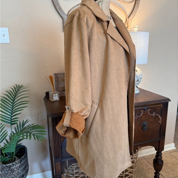 Love Tree Tan Women's Long Open Jacket - Picture 6 of 11